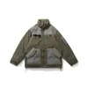 Men's Jackets Winter Men's Cotton Padded Jacket Splicing Color Multi Pockets Cargo Overcoat Loose Thicken Coat For Men