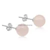 Stud Fashion Jewelry 925 Sterling Sier Earrings Natural Crystal Healing Stone 8Mm Beaded Gemstone Earring Pair For Women Drop Deliver Dha96