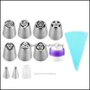 Baking Pastry Tools Nozzle Set 304 Stainless Steel Russian 13 Piece Decorative Drop Delivery Home Garden Kitchen Dining Bar Bakewar Dhzkw
