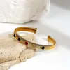 Pulseira de pulseiras de pedra colorida de resina colorida para mulheres pedidos de aço inoxidável banhado a ouro jóias ajustáveis