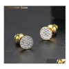 Stud mini okrągłe sześcienne kolczyki cyrkonowe cZ kryształowy kryształowy kolczyki kamienne dla damskich kobiet dziewczęta codzienne noszenie biżuterii Ot6OQ