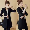 Women's Suits & Blazers Women Office Lady Long-style Pocket Est Elegant Button Oversized Spring Black Slim Plus Size 4XL Notched ZY576