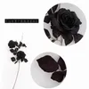 Decorative Flowers Simulation 2 Black Rose Bouquet Home Living Room Dining Table Wedding Halloween Decoration Dark Artificial Fake