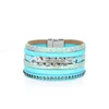 Bracelet multicouche en cuir feuille plume Bracelet pour femmes fermoir magnétique bracelets de mode bijoux en cristal Trum22
