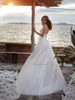 Robe de mariée charmante en Organza, robes de plage avec décolleté détachable, sans bretelles, ligne A, sans manches, traîne de balayage, avec nœud