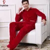 Mäns sömnkläder 2023 män pyjamas uppsättningar av sömntoppar botten flanell nattkläder vinterfjäder håll varm tjock korall fleece sy703