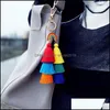 Key Rings Fashion Gold Rainbow Tassel Keychain Mti Layer Ring Bag Hang For Women Jewelry Will And Sandy Gift 1835 T2 Drop Delivery Dhbsp