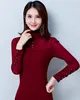 Camicette da donna Inverno Autunno Moda Donna Pieghe Diamanti Dolcevita Stretch Vino Rosso Nero Maglia Camicia Top Autunno Donna Pile Camicie calde