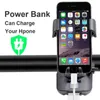 S Bicycle Mobile Phone حامل USB قابلة لإعادة شحنها LED HEAD HEAR HORN مع Power Bank 4 في 1 MTB Cycling Front Light 0202