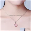 Kolye Kolyeler Sier Sevimli Tatlı Pembe Kristal Taşlı Kolye Kadınlar için Rose Quartz Kalp Damlası Dağıtım Takı Takıları Dhkv6