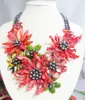 Choker Sweet African Shell Beads Halsband Red Flower Jewelry 20 "