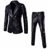 Men's Suits Blazers Wholesale retail Coated Gold Silver Black Jackets Pants Men Suit Sets Dress Brand Blazer Party stage show shiny clothes 230202