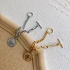 Charm-Armbänder, Porträt, Münzkette, Knebelverschluss, Think Link für Damen, Gold, Silber, Titanstahl