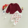 Clothing Sets 1011 Lioraitiin 024M born Baby Boy Girl Christmas Clothes 2Pcs Set Waffle Long Sleeve Pullover Tree Print Pant 230202