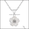 Colliers pendants Collier de fleur de cerisier fraîche et simple Chaîne de fleurs rose Purple Crystal Bijoux dames Cute Peach Drop Livrot P Dhgyv