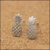 Stud h￶gkvalitativ ih￥lig ananas ￶ronst￤nger f￶r kvinnor unik design ankomstlegering rosguld sier pl￤tering ￶rh￤ngen sl￤pp leverans je otnte