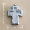 Pendentif Colliers Acier Inoxydable Croix Aimant Fermeture Strass Flottant Médaillon Charme