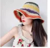 Sombreros de ala ancha de verano para mujer, sombrero de paja bohemio para el sol, sombrero de sol plegable grande a rayas para mujer, playa, vacaciones, viajes junto al mar Eger22