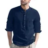 T-shirts pour hommes Chemises en coton blanc Homme Casual Chemise solide Blouse Poche à manches longues Bouton Collier Ops Mens Op Entraînement Y2302