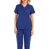 Women's T Shirts Unisex V-Neck Tops And Pants Set High Quality Pet Grooming Gowns Work Wear Coveralls Scrubs Uniforms Women