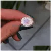 Trouwringen Tobilo Fashion vrouwelijke zirkoon sieraden Rose Gold Color Moonstone Betrokkenheid voor vrouw Drop Delivery Ring DHPDT