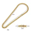 Bracciali in acciaio inossidabile Collana in oro massiccio 24 carati Chiusura con fusione di placca W Collana con diamanti cubani Bracciale per uomo Curb3072