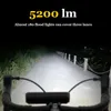 S 8000mAh 5 5*P90 Bike frontal à prova d'água lanterna LED Light Light Rechargable Acessórios de bicicleta de farol 5200lm 0202