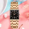 Wristwatches Montre Femme 2023 WWOOR Women Dress Bracelet Watches For Womens Fashion Square Quartz Clocks Laides Luxury Rose Gold Wrist Watc