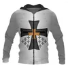 Heren Hoodies Tempelier Knight grappige mode lange mouwen 3D -print rits/hoodies/sweatshirts/jas/mannen/vrouwen
