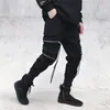 Men's Pants Cargo Streetwear Black Zipper Ribbons Casual Harem Male Joggers Ankle Length Sweatpants 3XL Hip Hop Trousers 230202