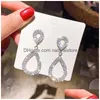 Orecchini pendenti con lampadario Moda Cerchio di cristallo lucido Donna Squisito elegante strass Ragazza Festa Gioielli da sposa Regalo Drop De Dhdir