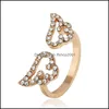 Br￶llopsringar ￤ngelvingar ring s￶t design kristall ￶ppen f￶r eleganta flickor kvinnor smycken g￥va sl￤pp leverans otnk2