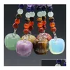 Keychains Lanyards Christmas Eve Apple Statue Key Rings 7 Colors Chakra Beads Chains Stone Charms Healing Crystal Keyrings Dhgarden Dhkiq