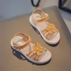 Fashion Summer Children's Casual Sweet Flowers Girls Hook Loop Princess Sandals For Kid Flats Floral Beach Shoes 0202