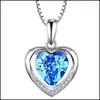 Colliers pendants sier amour coeur en forme bleu cristal chic Collier éternel beautif joelry accessoires de style féminin