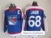 Retour Rétro Hockey 68 Maillot Jaromir Jagr Vintage Classique CCM Noir Blanc Bleu Jaune Équipe Couleur Broderie Pour