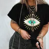 Kortärmade Kvinnor T-shirts Evil Eye Printing harajuku T-shirts För Kvinnor Modekläder 2022 Sommar Roliga Grafiska T-shirts Toppar