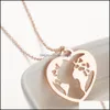 Collane con ciondolo Cuore Mappa del mondo Collana Gioielli in acciaio inossidabile Per donna Uomo Catene d'oro Sier Rose Globe Regalo di viaggio Drop Delive Otbiz