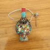 Pendant Necklaces SN206 Vintage Tibetan Collectibles Nepal Handmade Brass Turquoises Lapis Colorful Stone Large Snuff Bottle