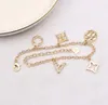 13style Luxury Desinger Bangles Brand Letter Bracelet Chain Women 18K Gold Plated Crystal Rhinestone Pearl Wristband Link Couple Jewerlry Accessories