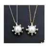 Pendant Necklaces Sun Flower Pearl Necklace Jewelry Wholesale Imitation Diamond Little Drop Delivery Pendants Dhcpj