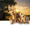 Decorative Objects Figurines Golden Resin Elephant Statue Feng Shui Elegant Trunk Sculpture Lucky Wealth Figurine Crafts Ornaments For Home Decor 230201