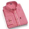 Mens Casual Shirts Quality Plaid för män långärmad 100% bomullsklänning Regular Fit Checkered Shirt Mjuk bekväm hane 230202