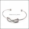 Bangle Fashion Infinity Armband f￶r kvinnor med Crystal Stones Armband Guld Sier nummer 8 Justerbar manschettflickor g￥vor Drop Deliver Ottmz