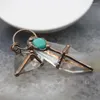 Cristaux piézoélectriques clairs blancs polis, incrustations d'amazonite naturelle, breloques en verre Vintage, collier, bijoux à faire soi-même