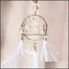 Key Rings Pearl Feather Chains Holder Dreamcatcher Pendants Car Keychain For Girls Women Bag Hanging Fashion Charm Accessories 906 D Dhog2