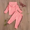 Set di abbigliamento Neonata nata Vestiti per bambina Autunno 3PCS Leopard Lettera Felpa con cappuccio Pantaloni Outfit Tuta Set Primavera 230202