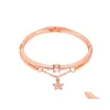 Link Chain Sterling Sier Fivepointed Star Tide Rose Gold Armband Female Student Korean version Simple Jewelry Gift Women Link 3685 DHC3Z