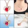 Anhänger Halsketten Rotes Herz Gold Halskette Für Frauen Zirkon Edelsteine Schmuck Geschenk Rose Rubin Drop Lieferung Anhänger Dhkyj