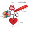 Keychains Wholesale 10pc Heart Bad Keychain Keyring For Women Men Rubber Car Key Chain KeyFob TrinKET Bag Pendant Llavero